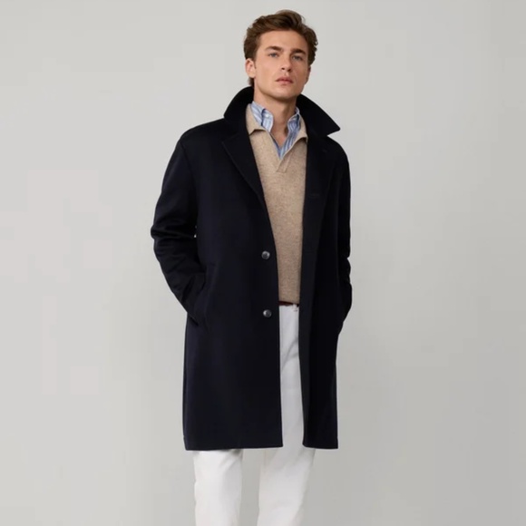 Faconnable 100% Cashmere Coat in Marine Blue - 52 Long - Picture 1 of 9